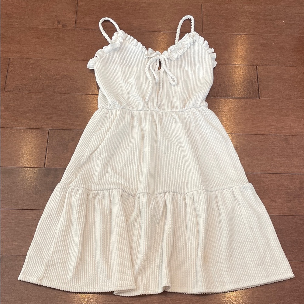 White Ruffled Caution To The Wind Dress